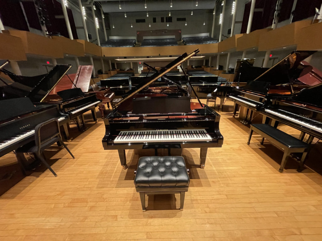 Large selection of pianos at Cleveland State University